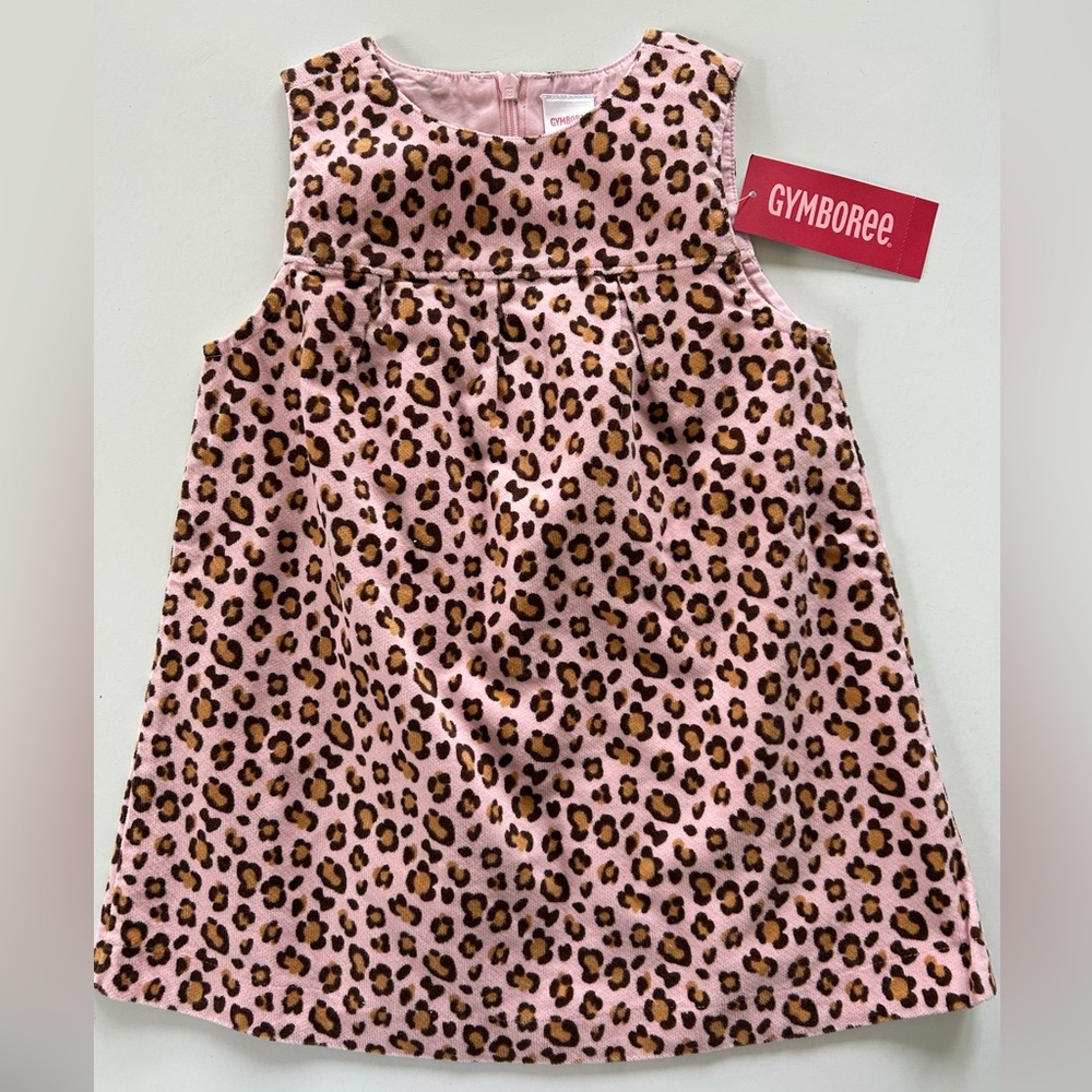 GYMBOREE Dress 2T KITTY GLAMOUR Leopard Print Corduroy Dress Jumper Pink NWT